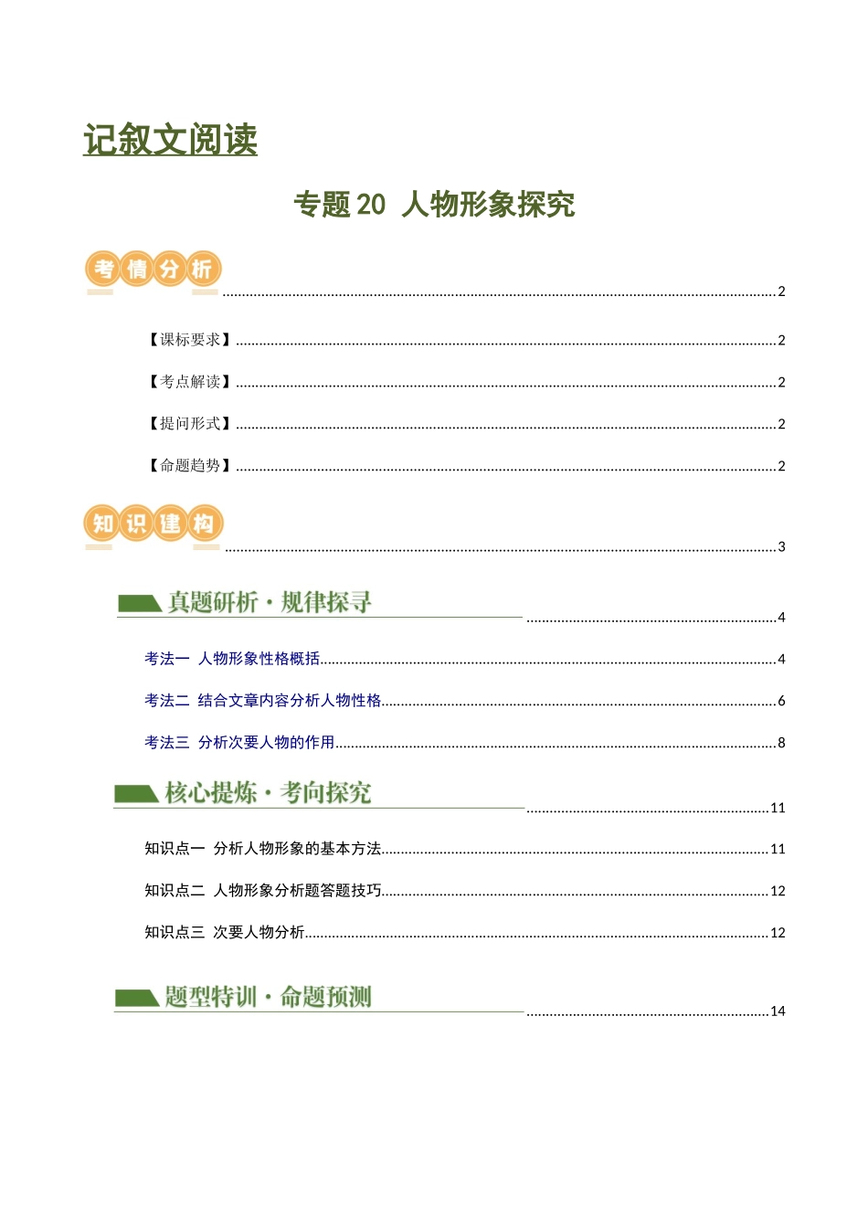 专题20 人物形象探究（讲练）（全国通用）（解析版）.docx_第1页