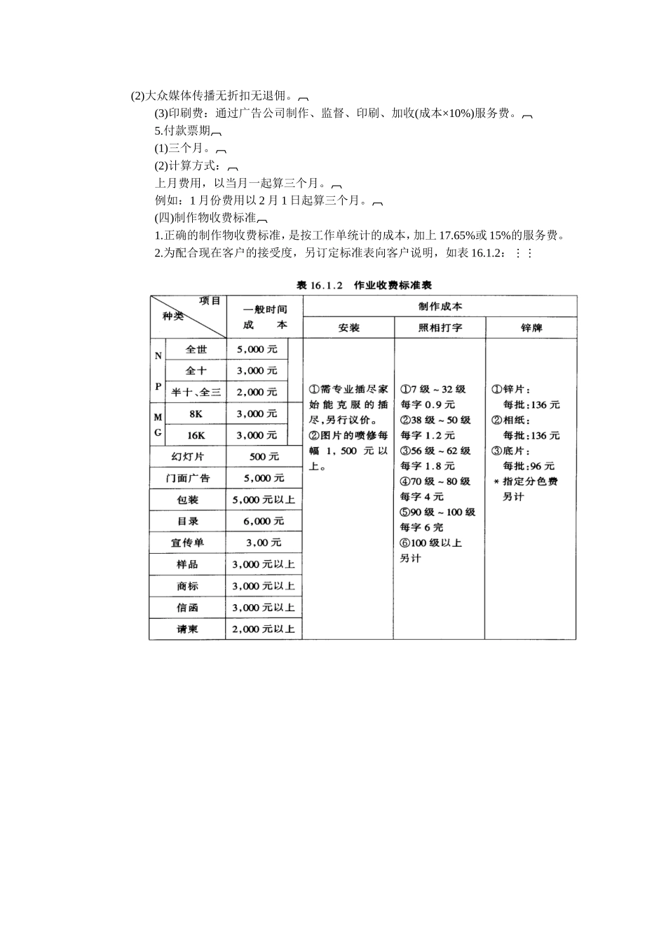 广告公司一般作业收费标准.doc_第2页