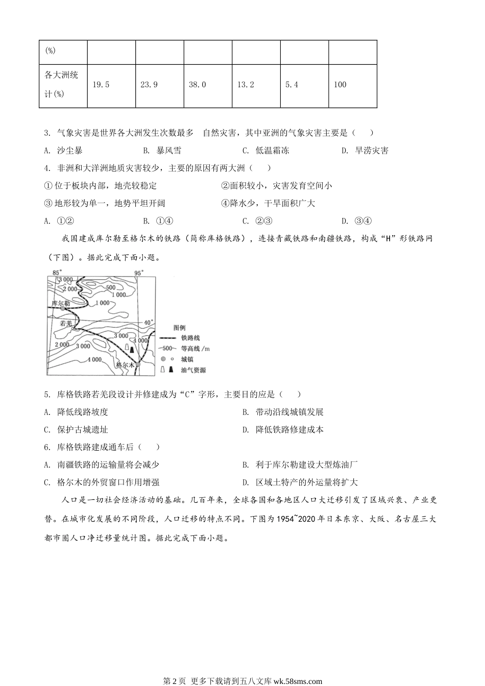 2022年内蒙古呼和浩特市中考地理真题（原卷版）.docx_第2页