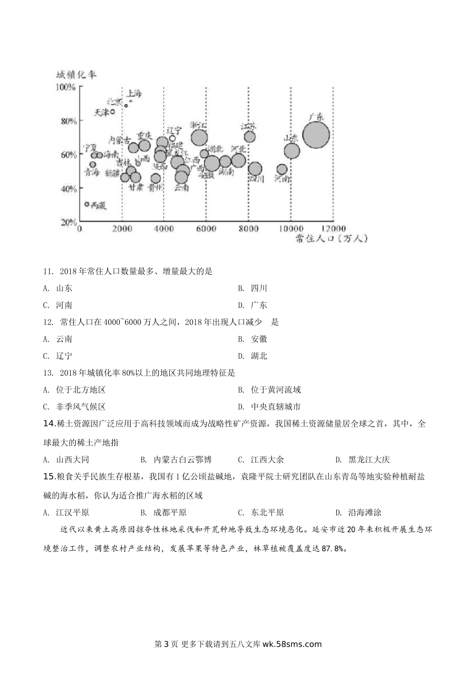 湖南省长沙市2019年中考地理试题（原卷版）.doc_第3页
