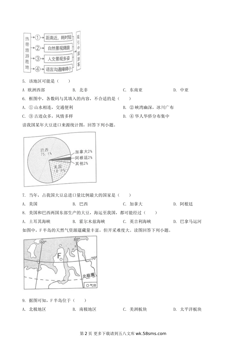 湖南省岳阳市2019年中考地理试题（原卷版）.doc_第2页