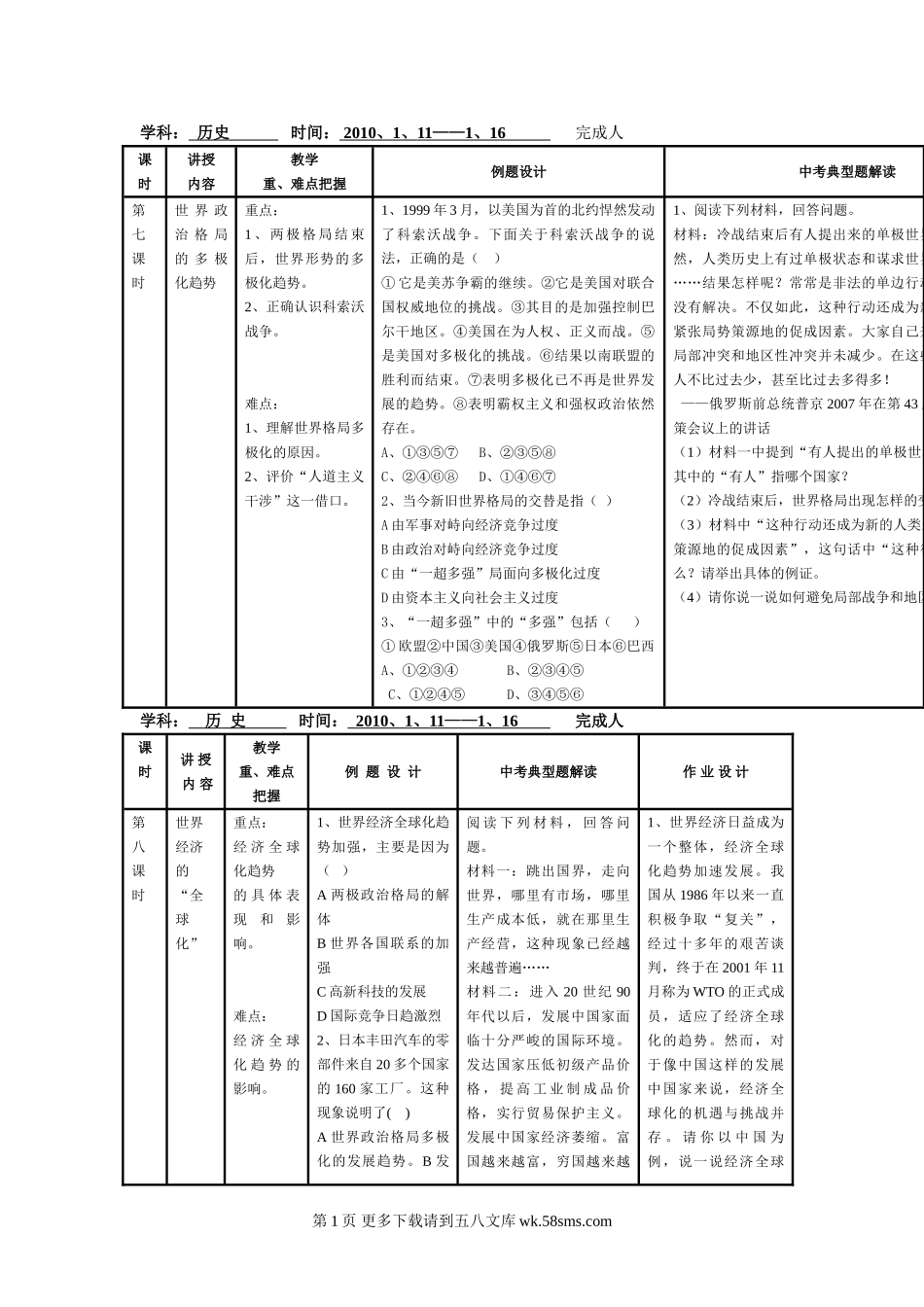 全球化与多极化的趋势同步练习.doc_第1页