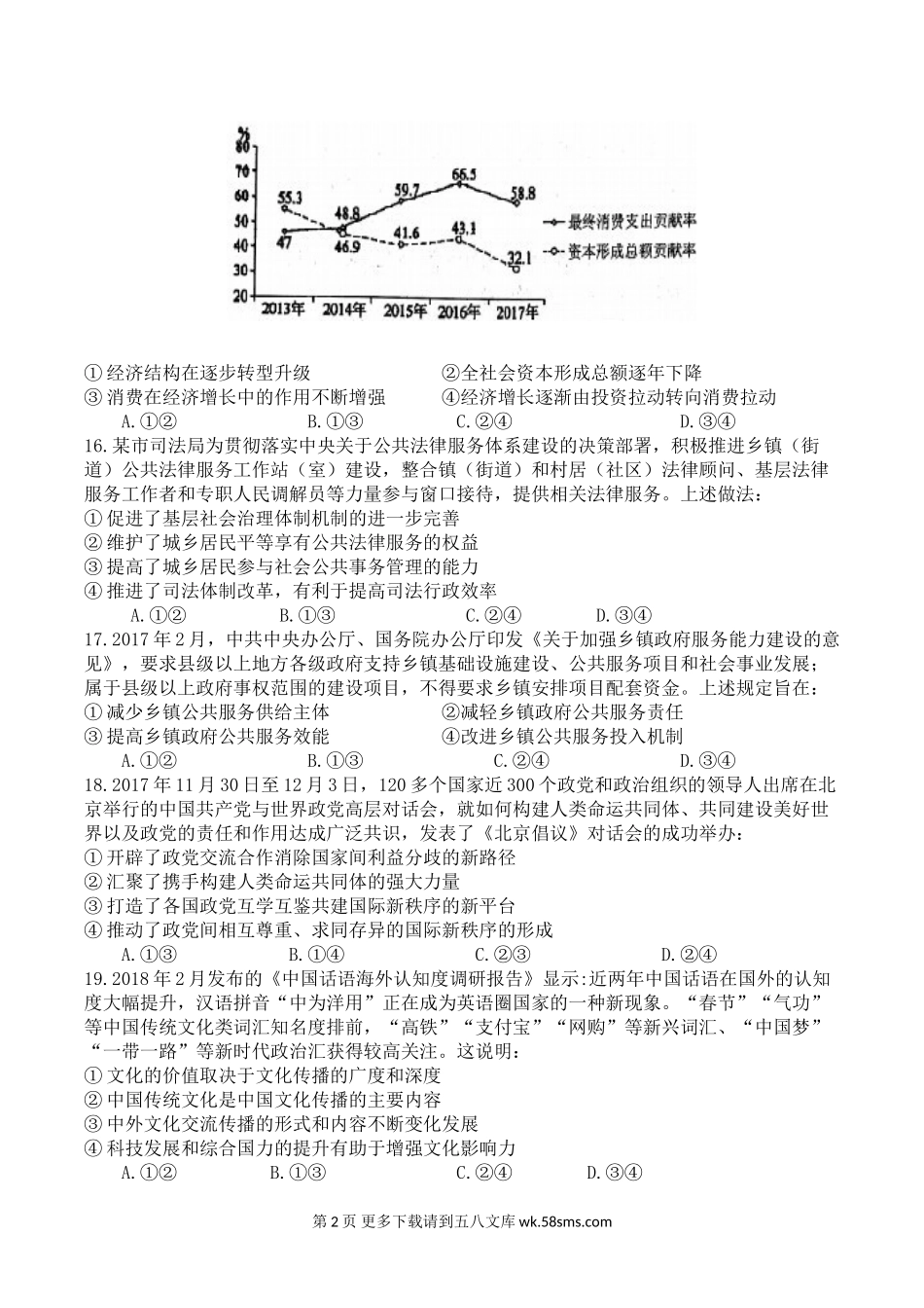 2018山东高考文综政治试题及答案.doc_第2页