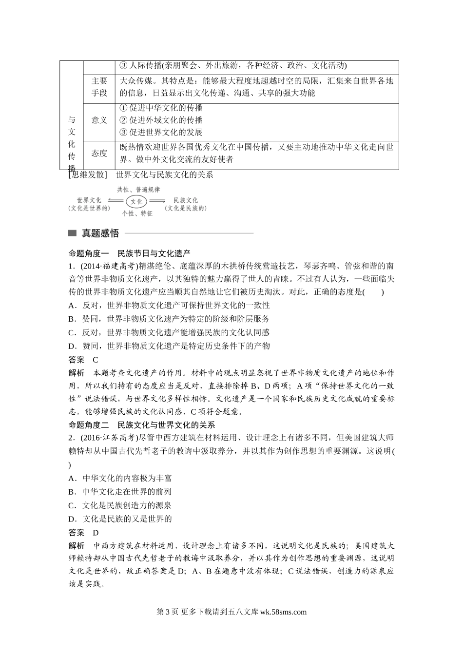专题12 文化传承与文化创新.doc_第3页