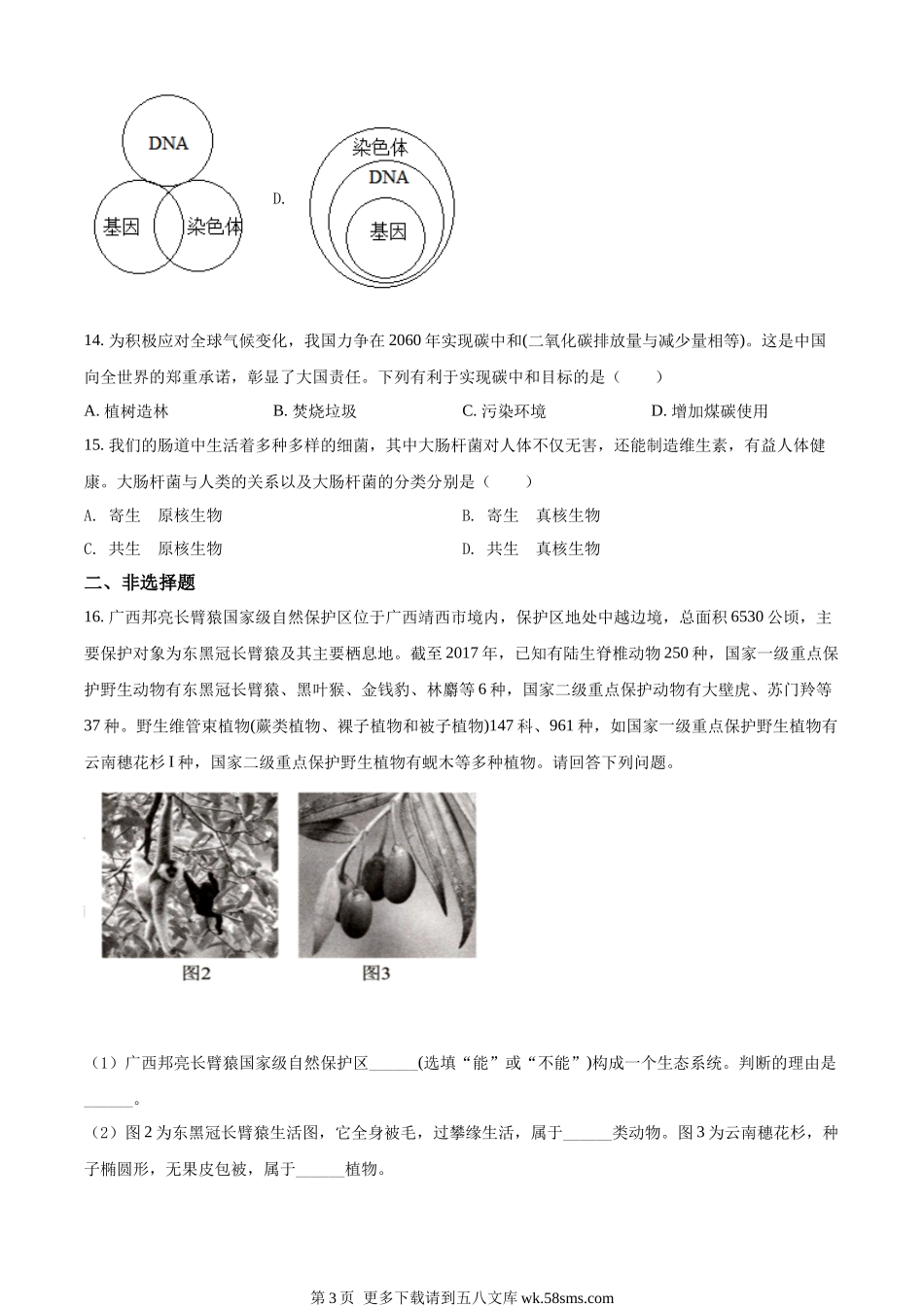 2022年百色市中考生物真题（原卷版）.docx_第3页