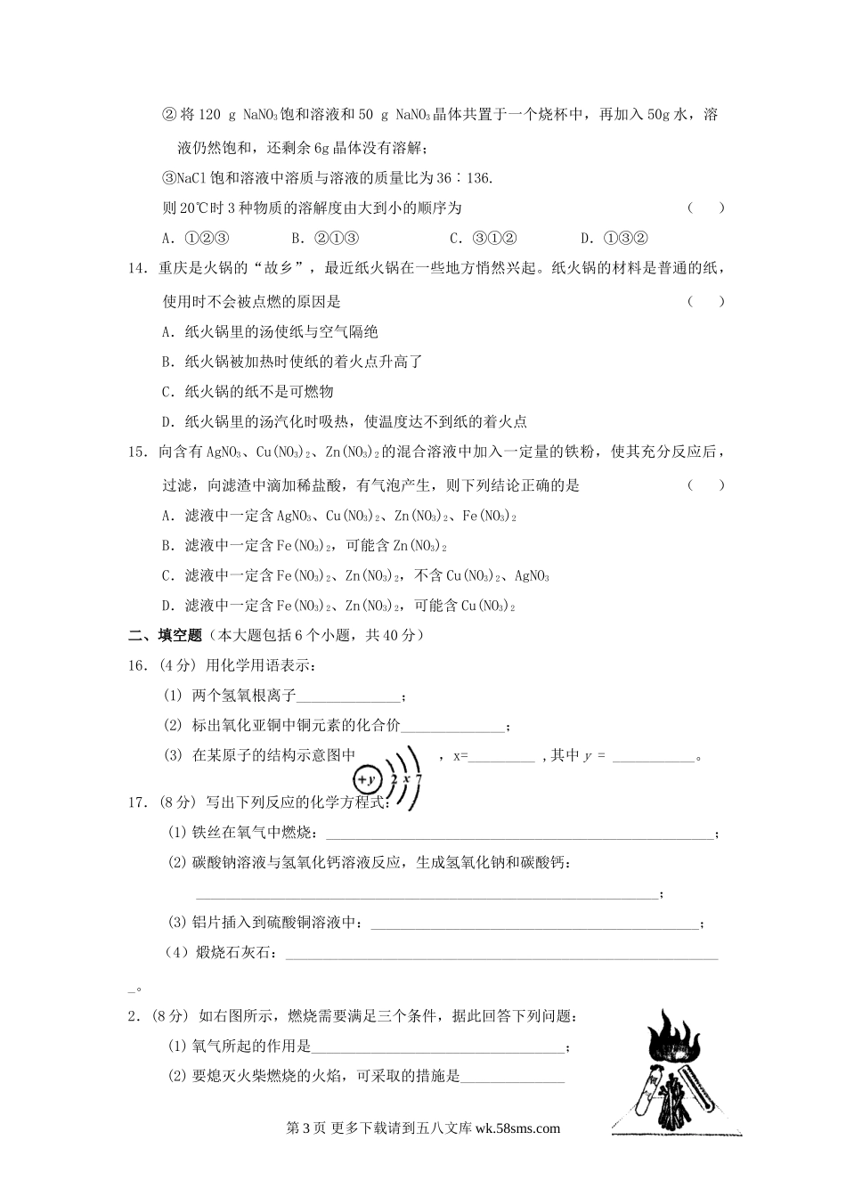 重庆西南师大附中09-10学年九年级上期末考试.doc_第3页