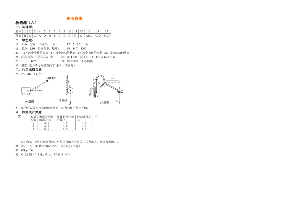 八年级物理初二物理粤沪版八年级第八章力和机械单元检测题及答案AB.doc_第3页