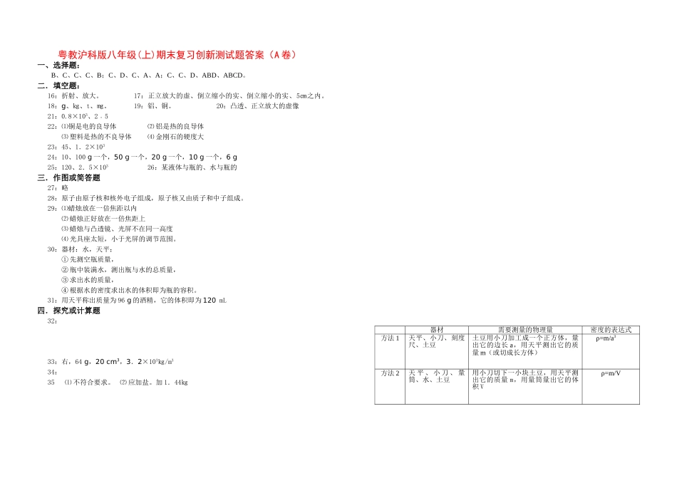 八年级物理初二物理粤教沪科版八年级物理上册期末测试题及答案（A卷）.doc_第3页
