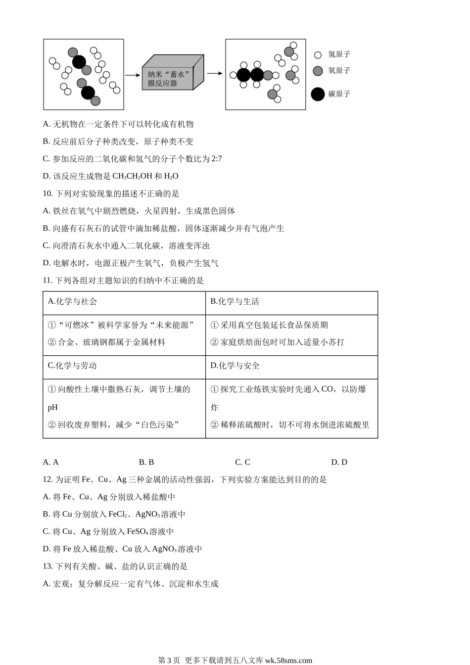2023年山东省聊城市中考化学真题（原卷版）.docx_第3页