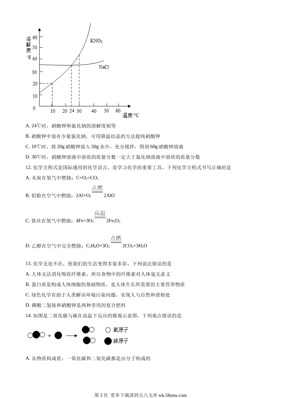 2022年山东省淄博市中考化学真题 （原卷版）.docx_第3页