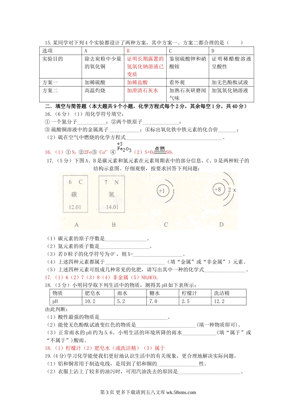 2010年楚雄州中考化学试题及答案.doc_第3页