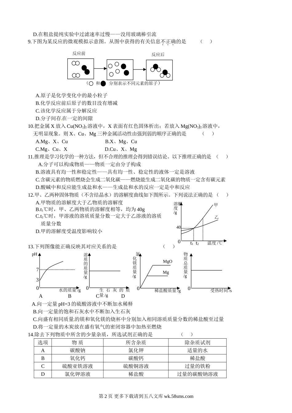 2011年鸡西市中考化学试卷及答案.doc_第2页