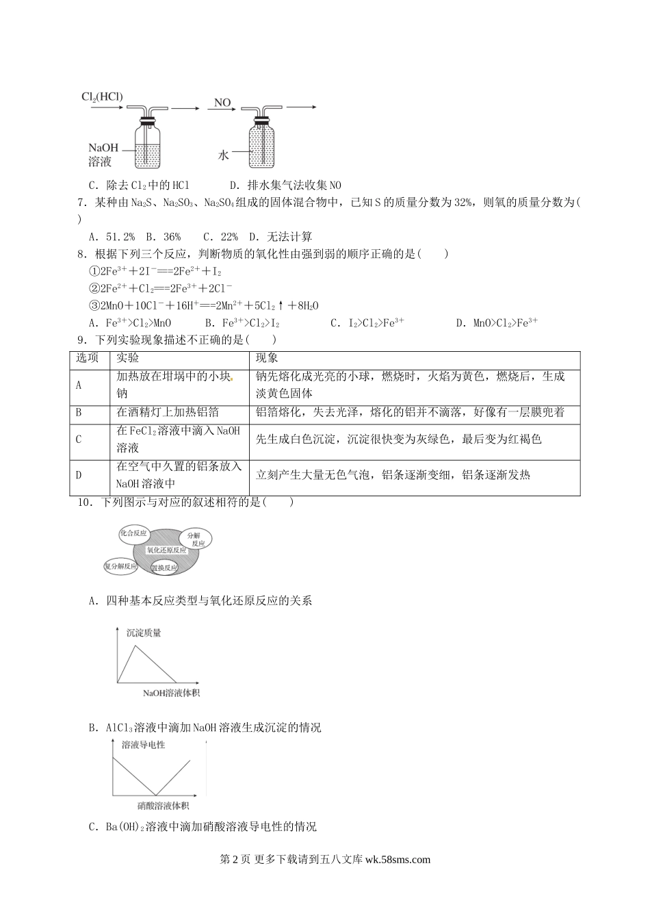 哈六中高一上学期化学期末试题及答案.doc_第2页