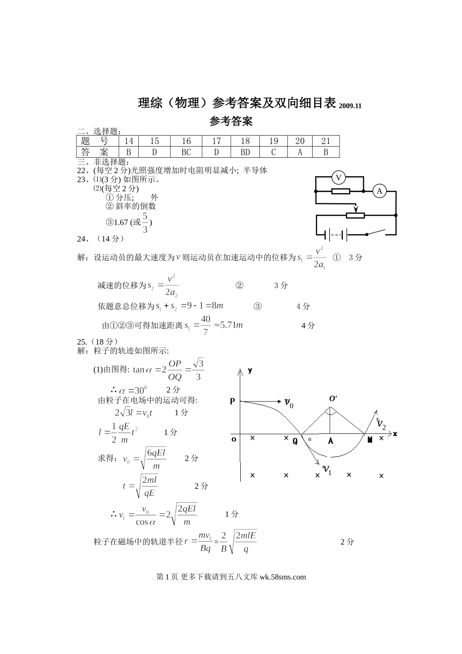 高三物理高三第一次理综试题及答案.doc_第1页