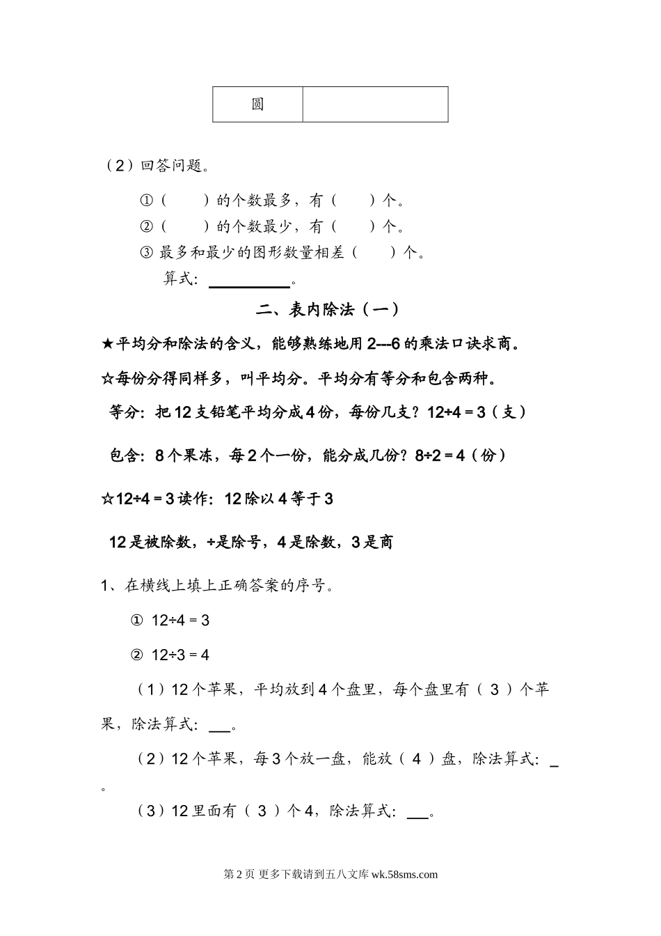 二年级下学期数学复习题1-8单元.doc_第2页