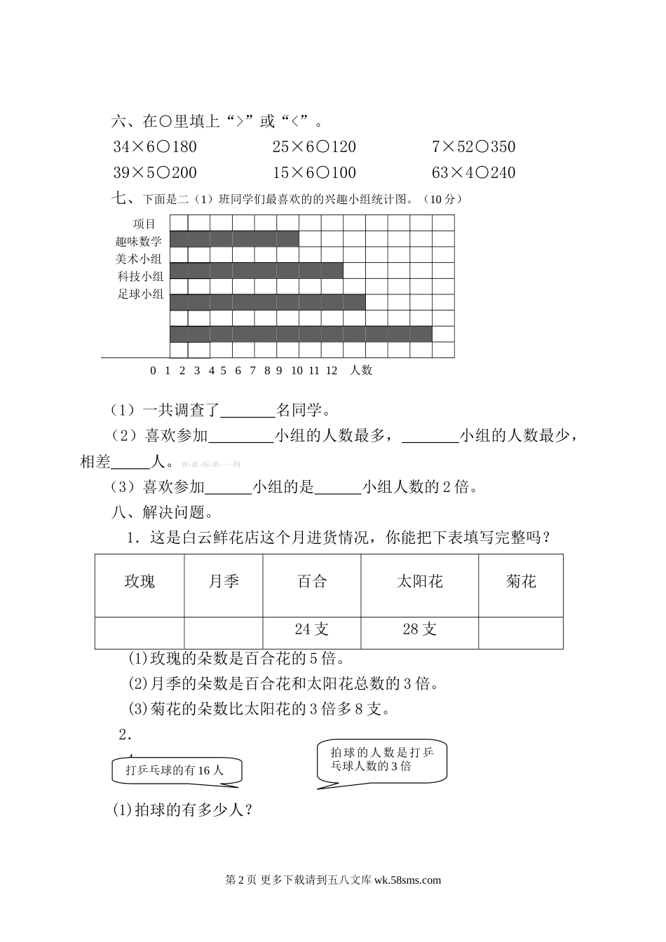 青岛版二年级数学下册第九单元测试题.doc_第2页