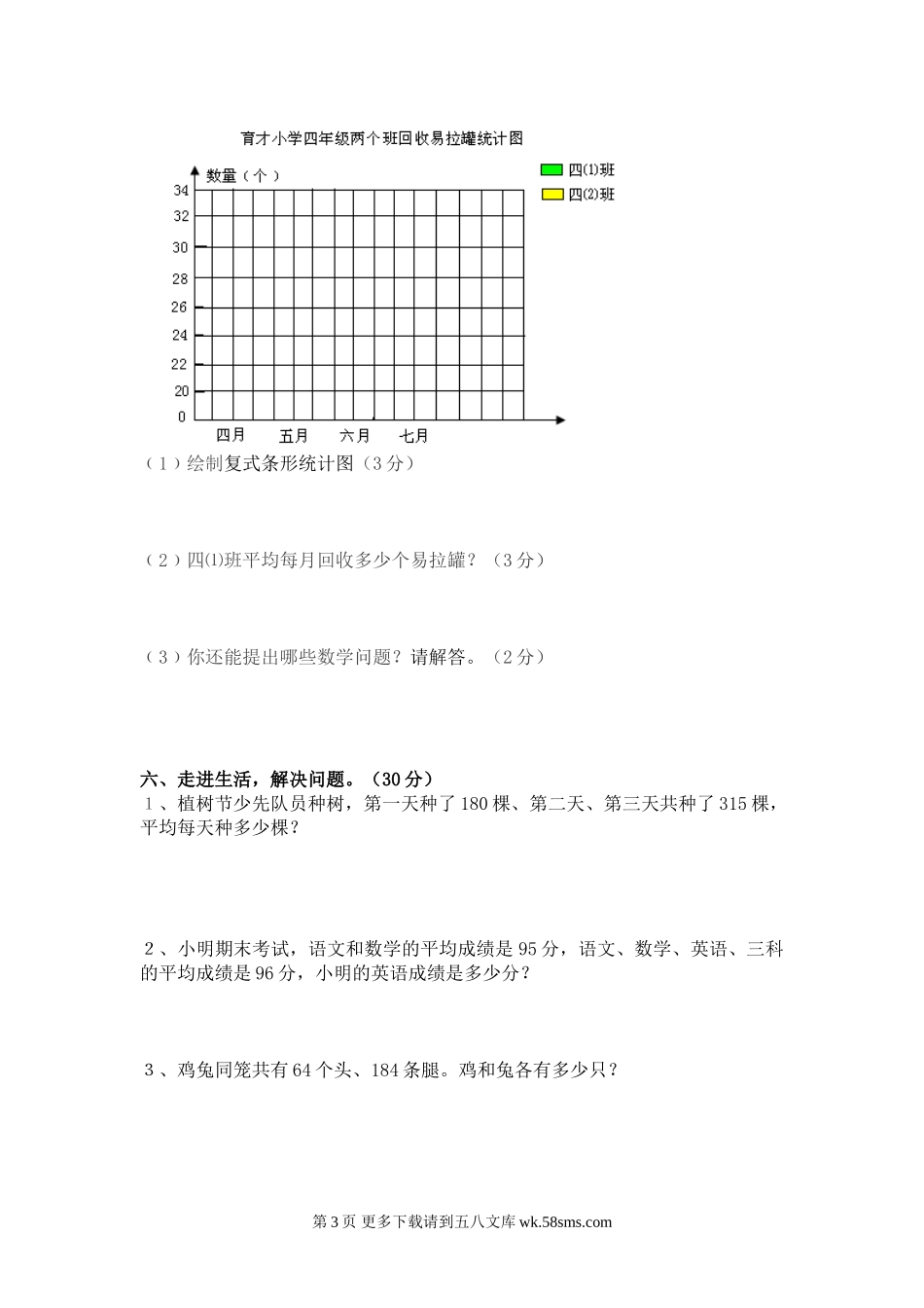 2015年四年级数学下册第四阶段单元试题.doc_第3页