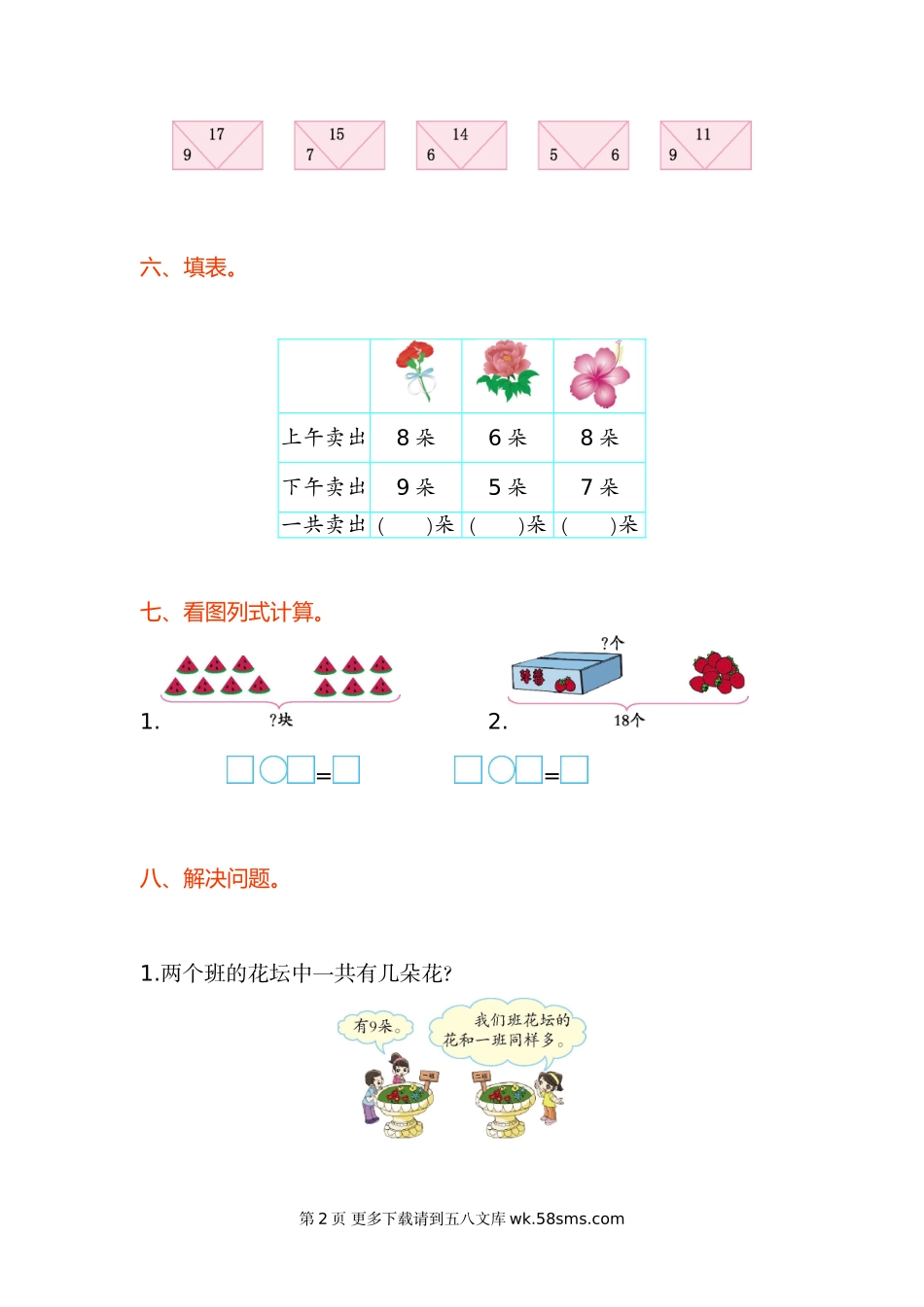 2016年苏教版一年级数学上册第十单元测试卷及答案.doc_第2页