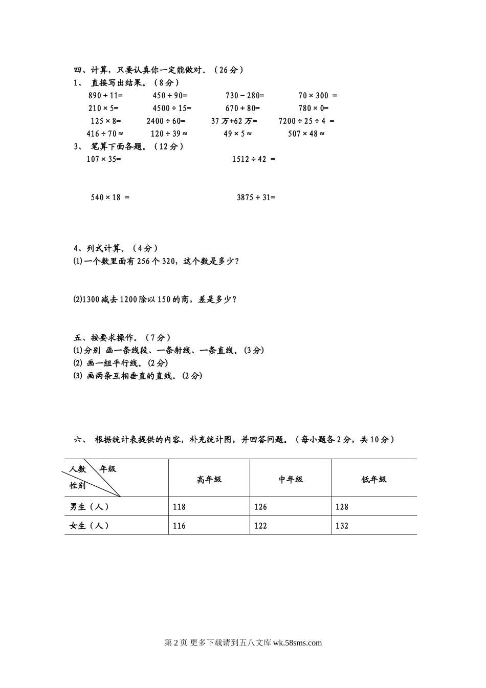 四年级上册数学期末综合复习题.doc_第2页