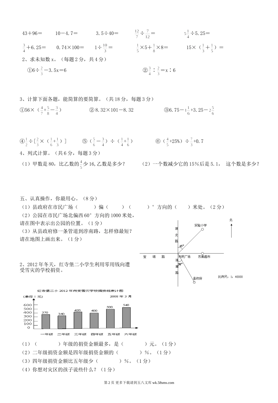 六年级数学期末模拟试卷(一).doc_第2页