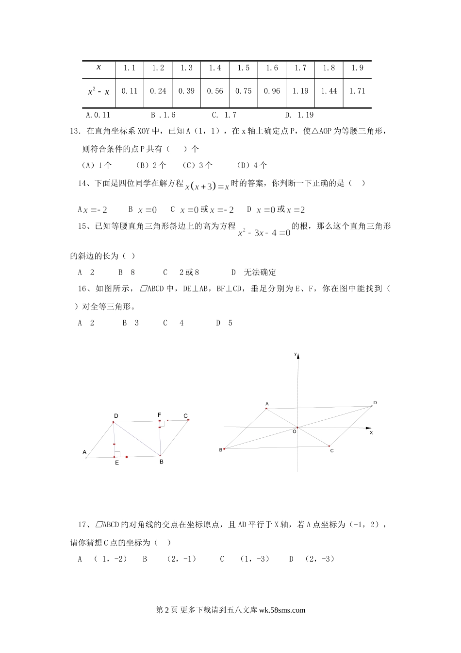 河南周口扶沟08-09学年九年级上期中考试试卷--数学.doc_第2页