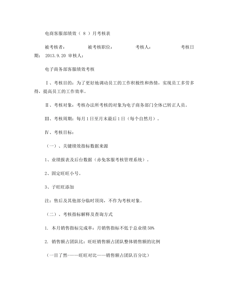 电商淘宝售前客服绩效考核表-5页.doc_第3页