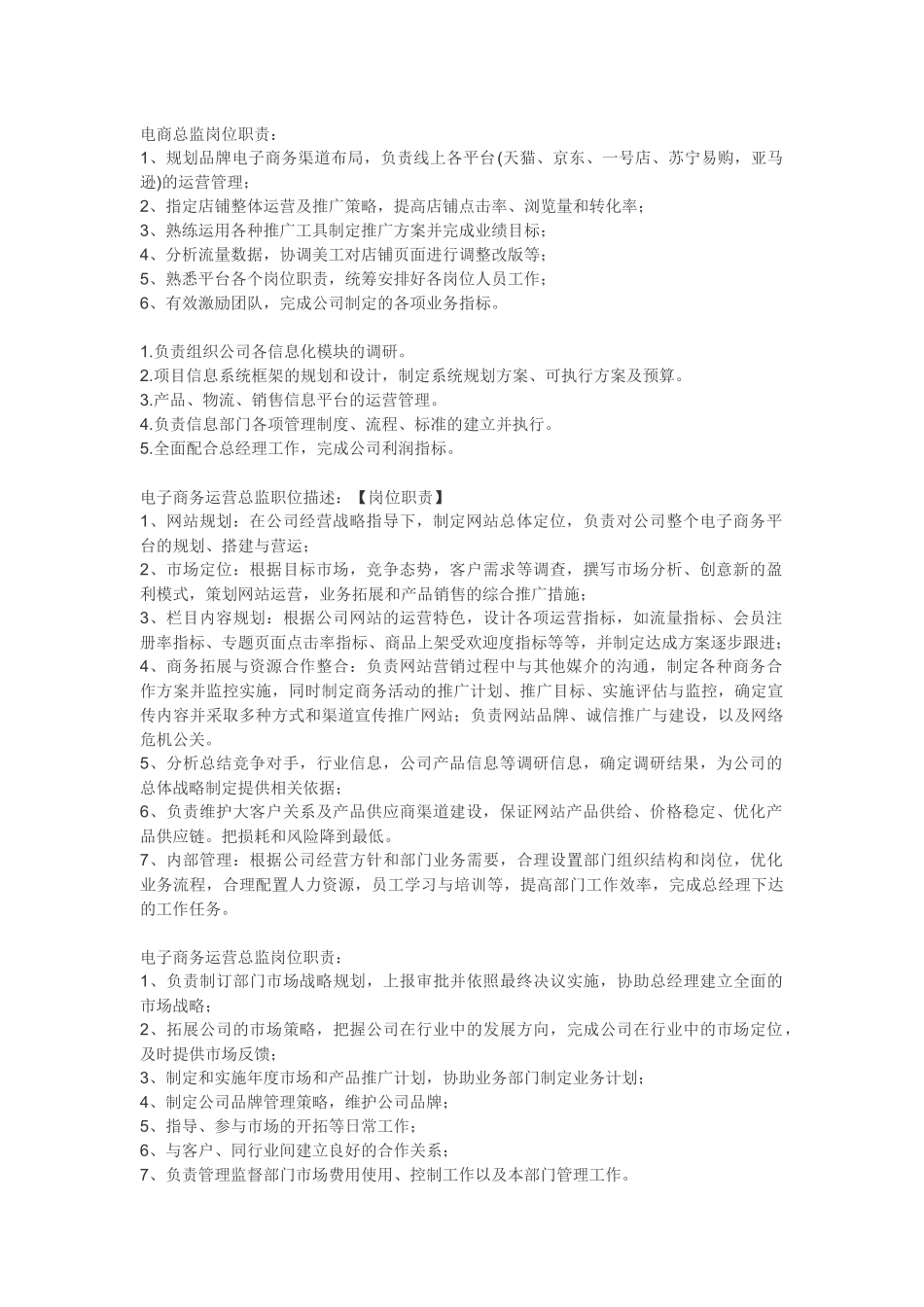 电商总监岗位职责资料-4页.docx_第1页