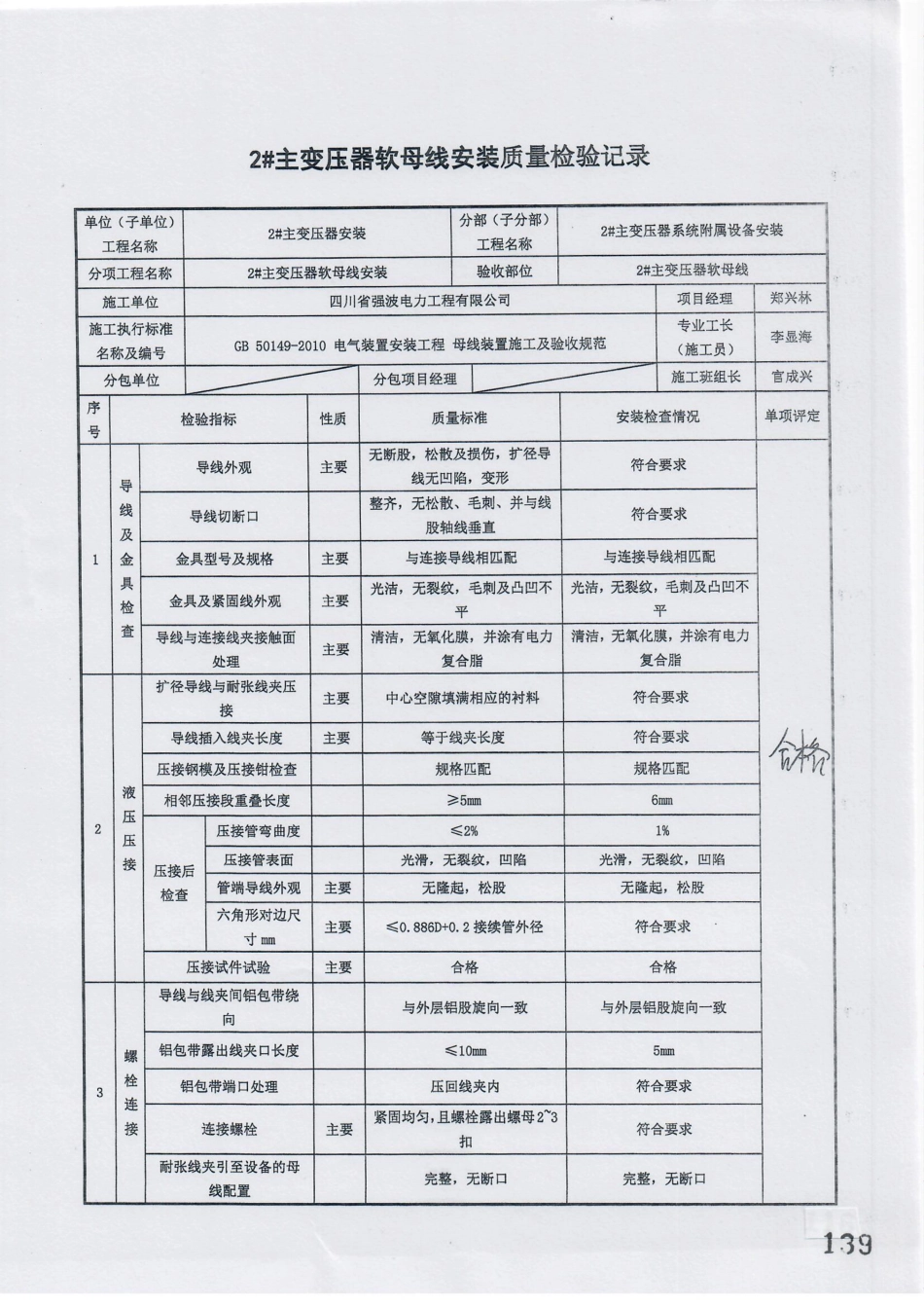 电力工程资料：16. 分项工程质量报验（2#主变压器软母线安装）.pdf_第2页