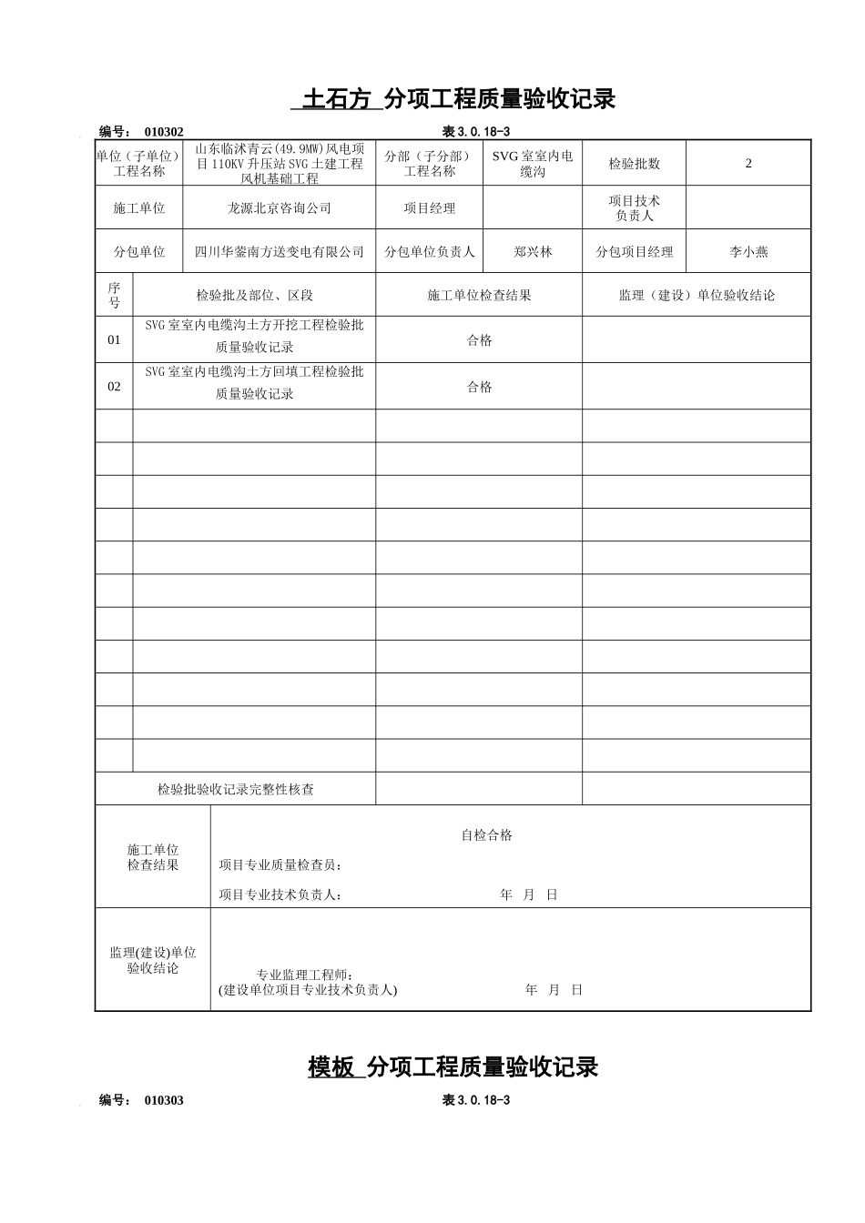 电力工程资料：分项工程质量验收记录表 - 副本.doc_第2页