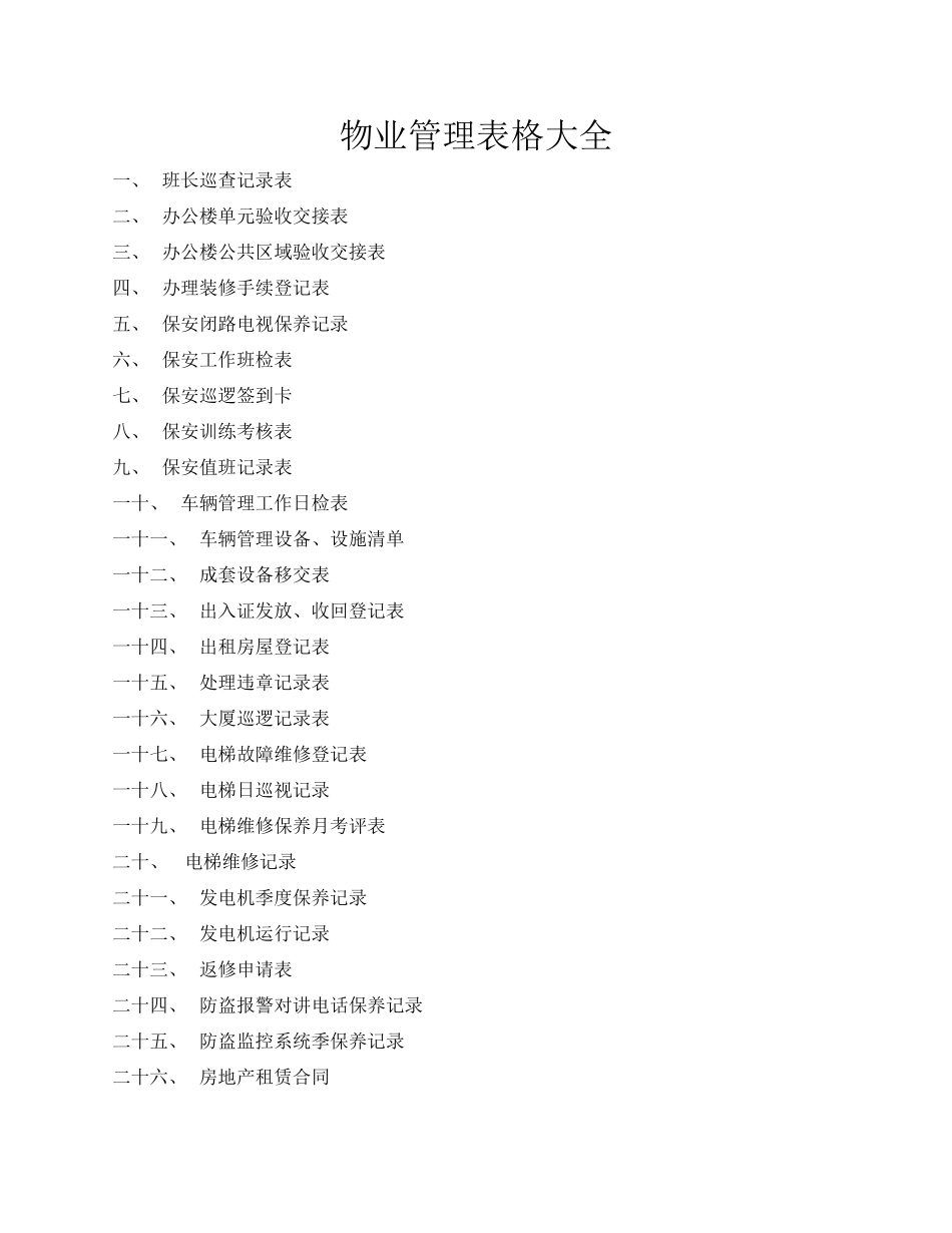 物业管理表格大全.docx_第1页