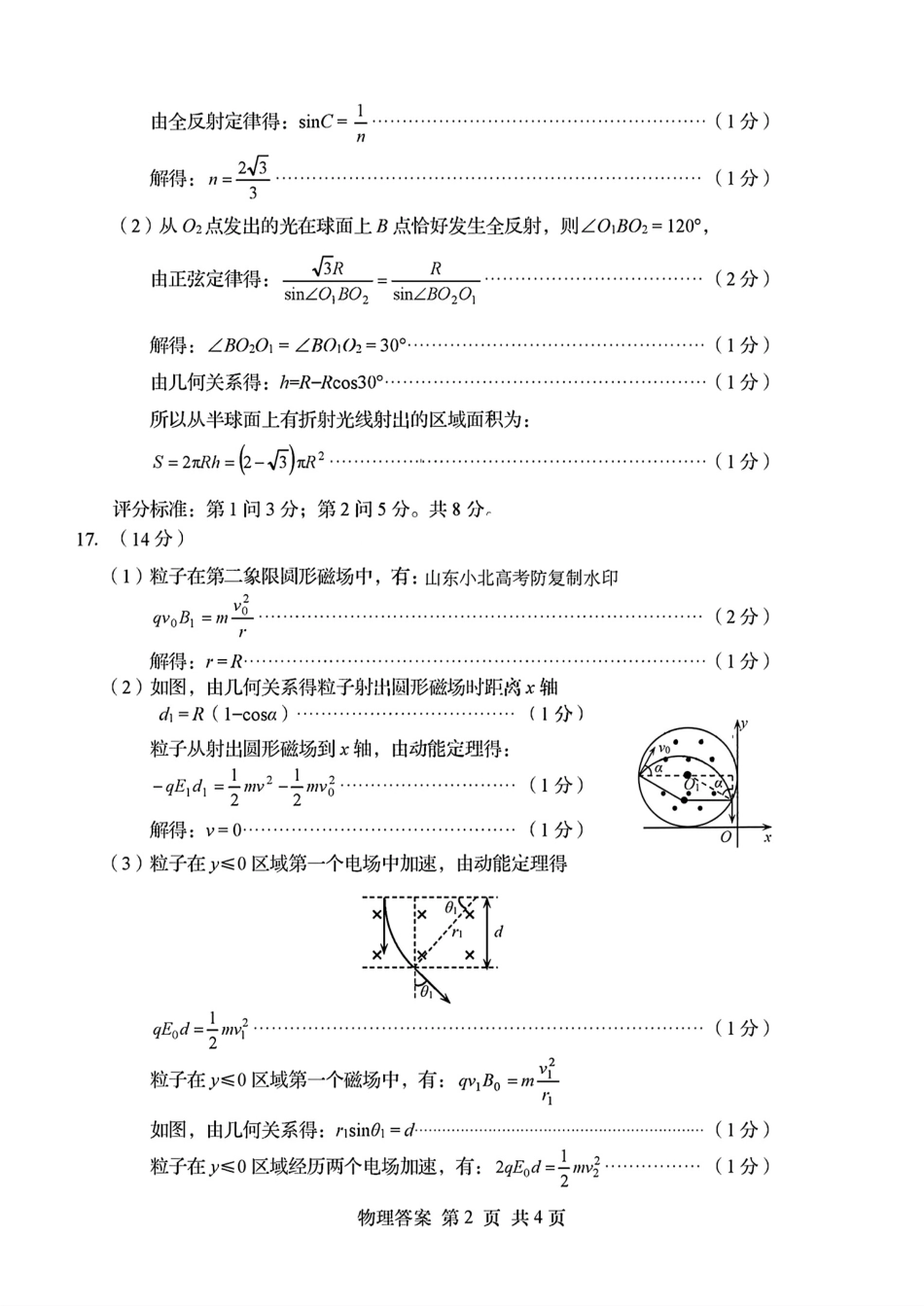 山东省青岛市2025年高三年级第一次适应性检测物理答案.pdf_第2页