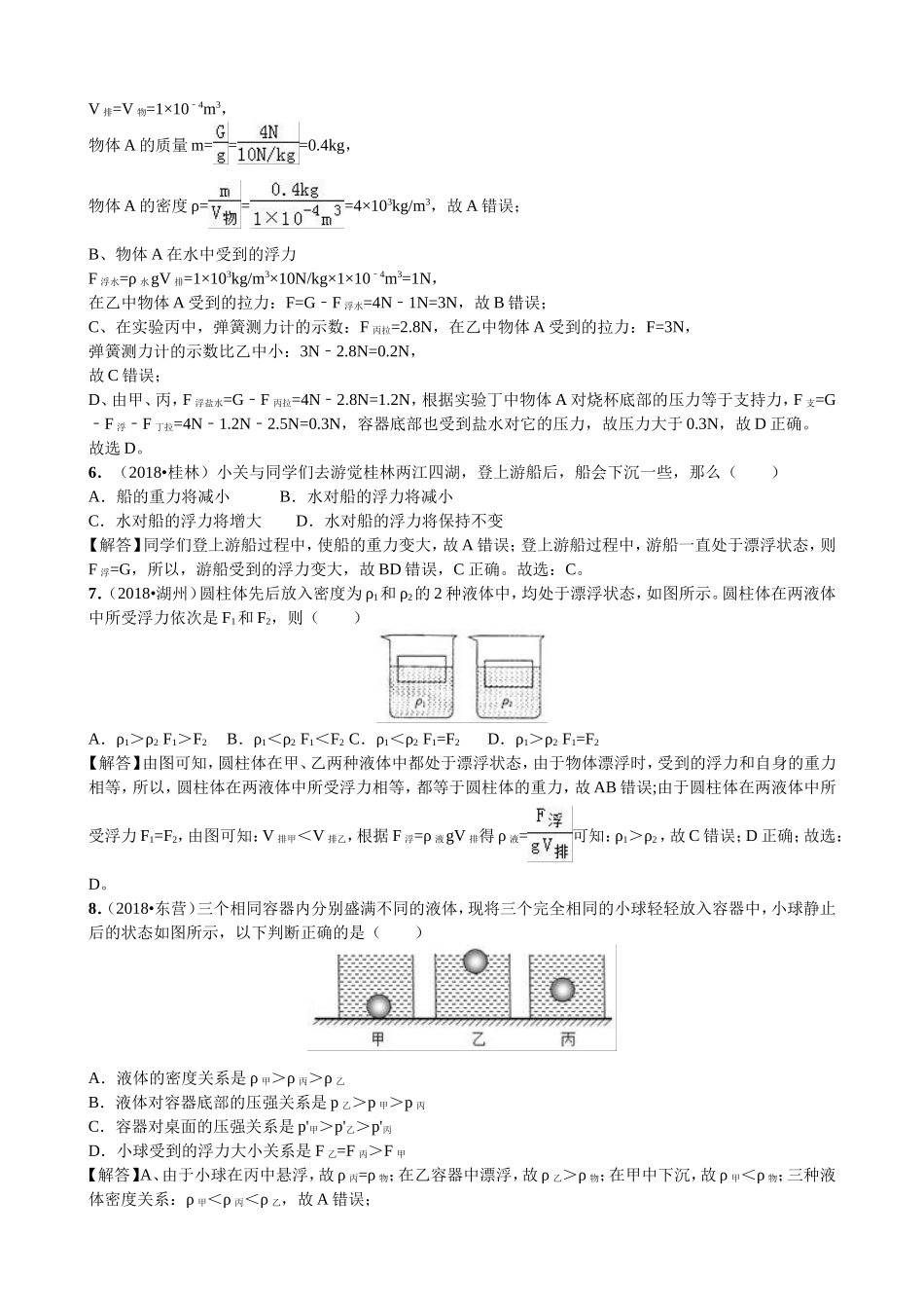【九年级下册人教版物理】专题18  浮力和升力.doc_第3页
