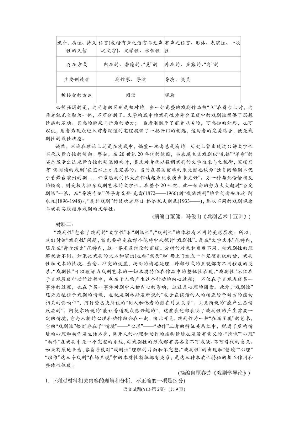 湖南省雅礼中学2025届高三3月综合自主测试（信心卷）语文试题.pdf_第2页