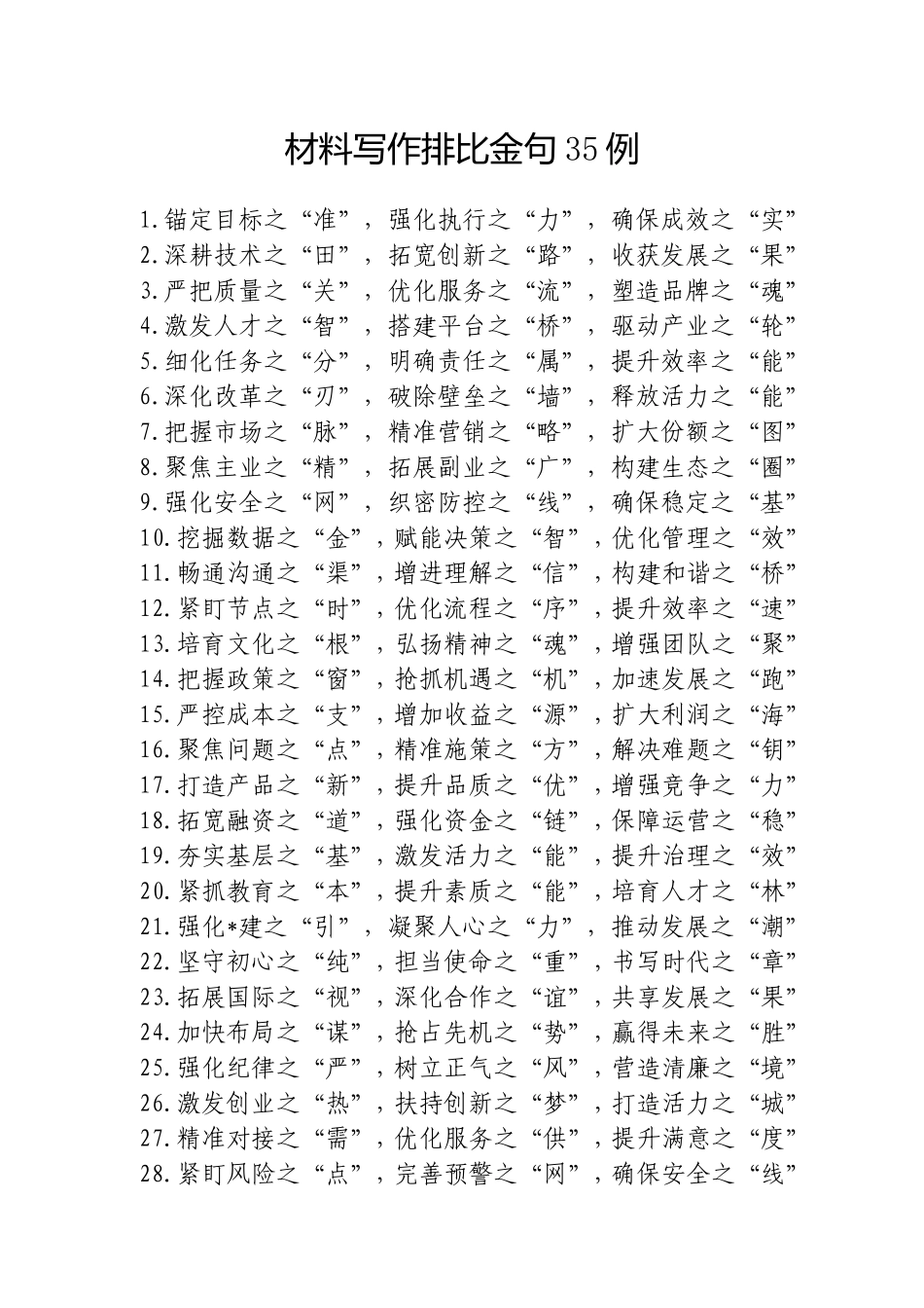 材料写作排比金句35例20250223.doc_第1页