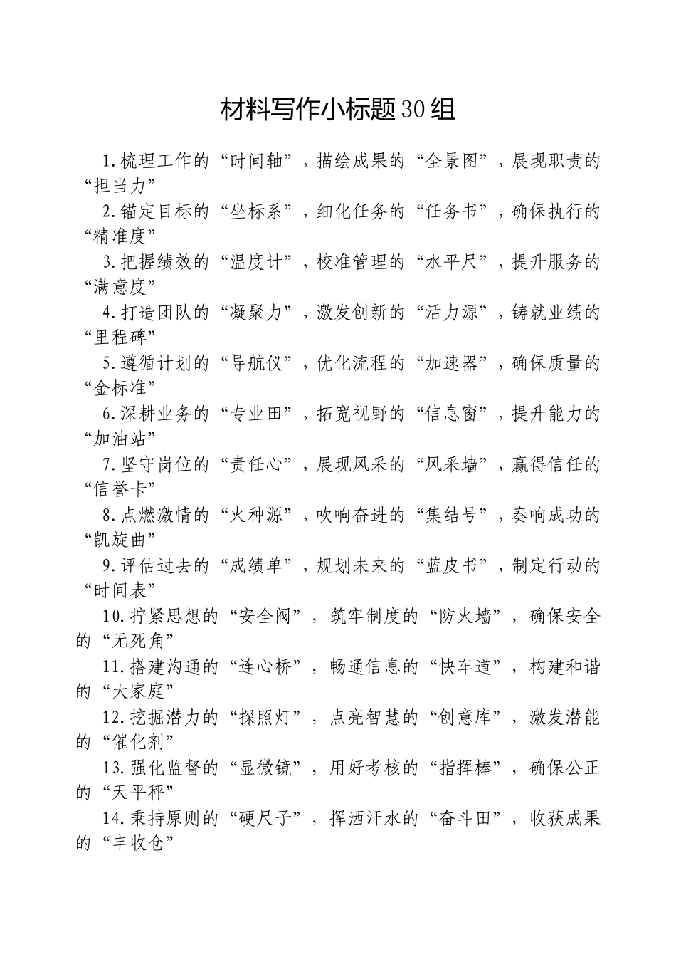 材料写作小标题30组20250219.doc_第1页