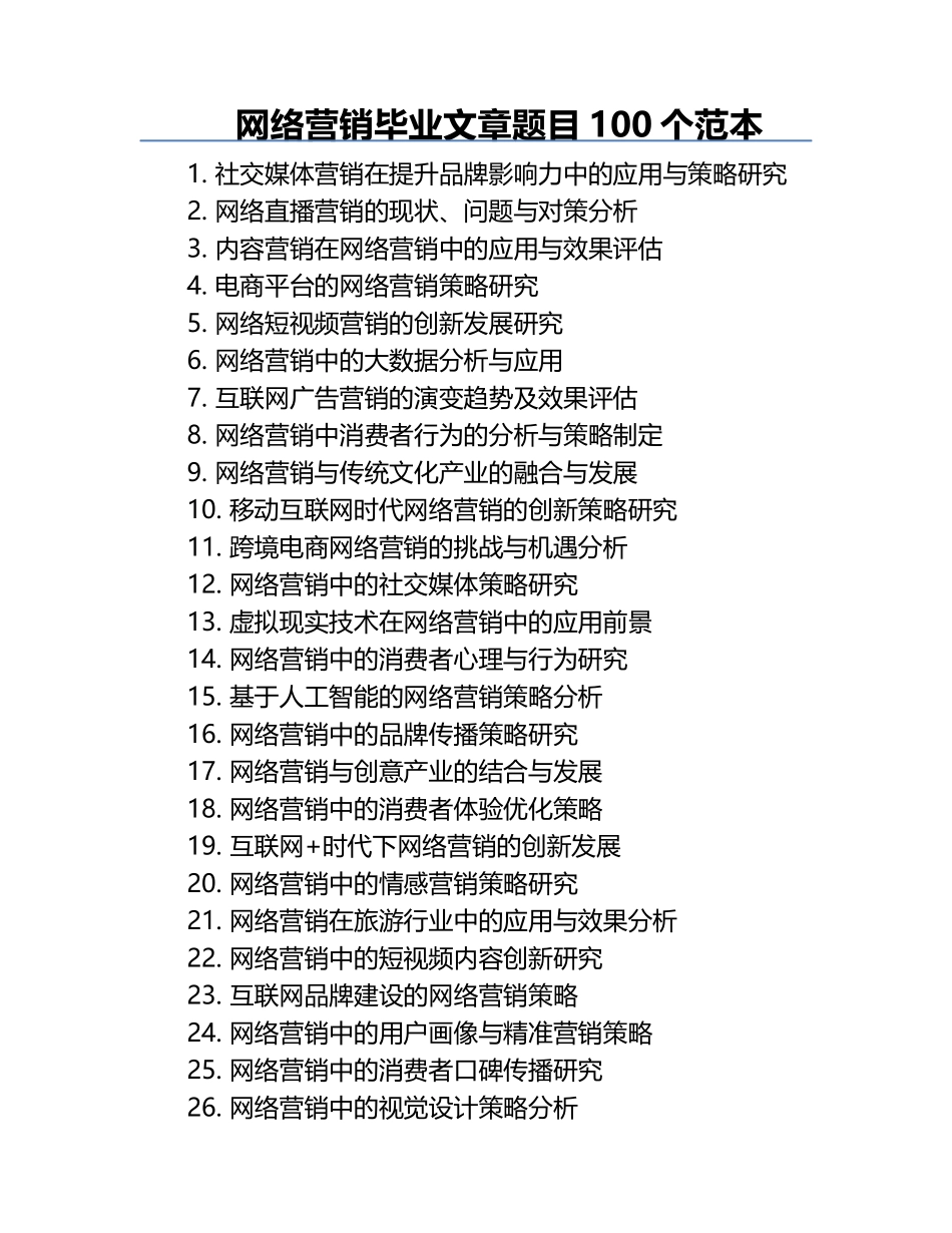 网络营销毕业文章题目.docx_第1页