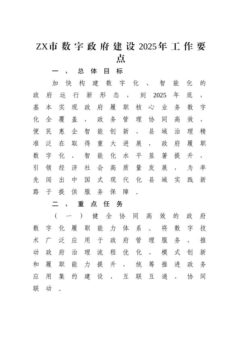 数字政府建设2025年工作要点（计划）.doc_第1页