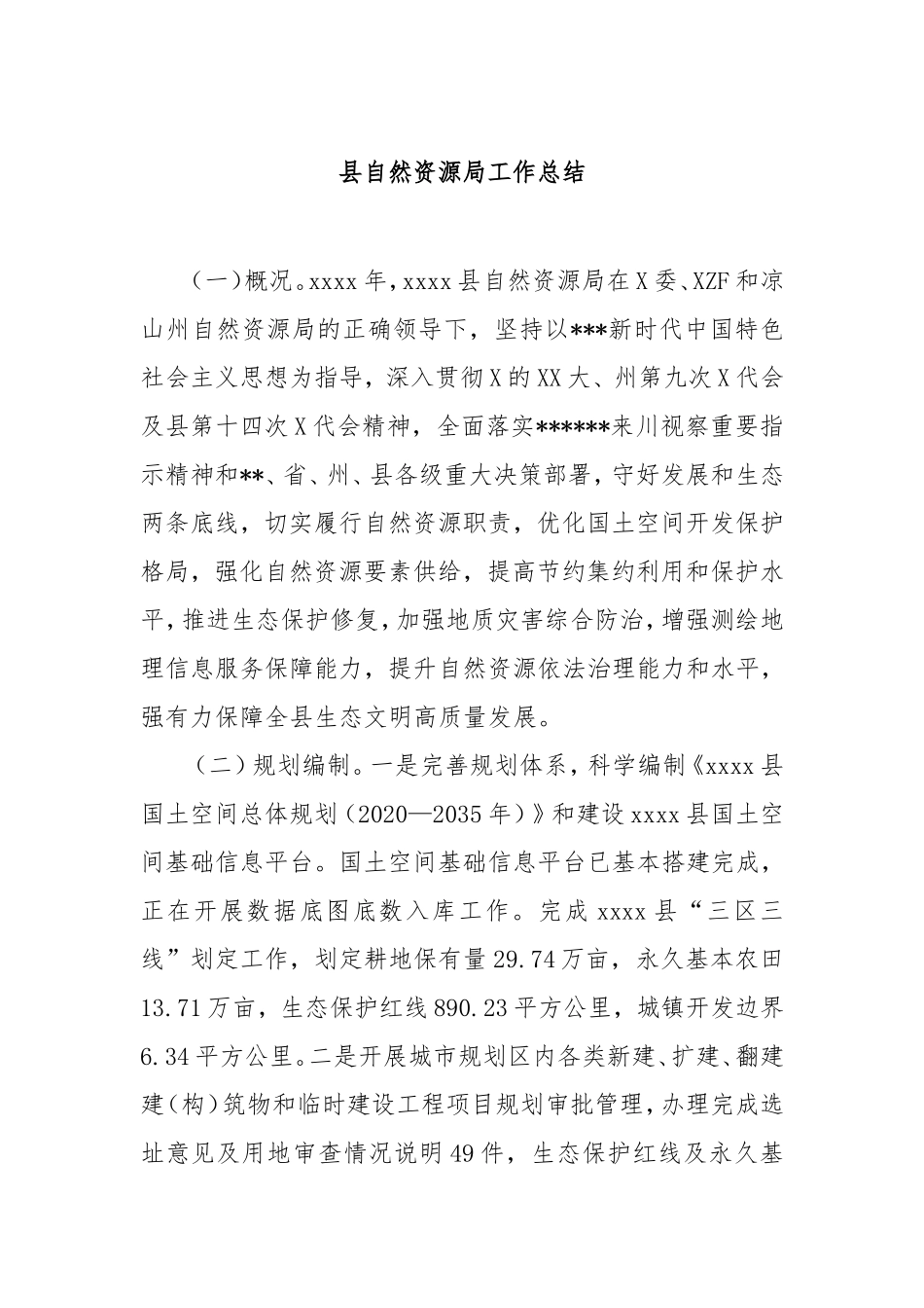 县自然资源局工作总结.doc_第1页