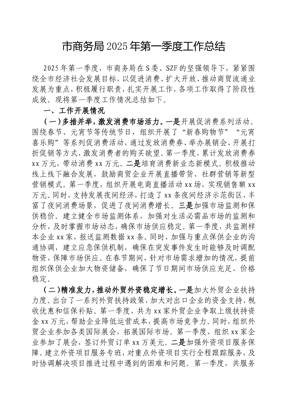 市商务局2025年第一季度工作总结.doc_第1页