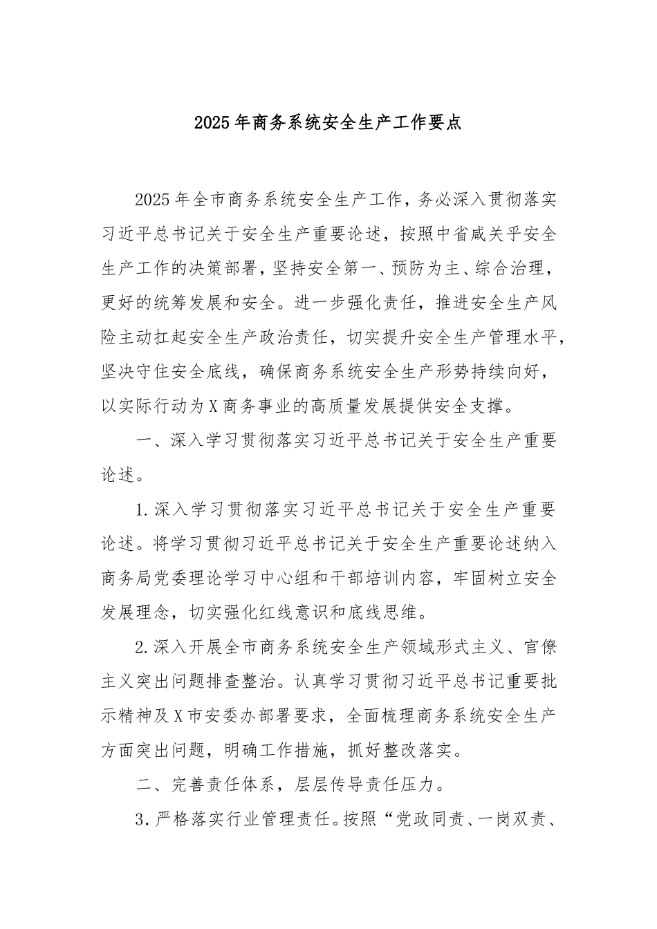 2025 年商务系统安全生产工作要点.doc_第1页
