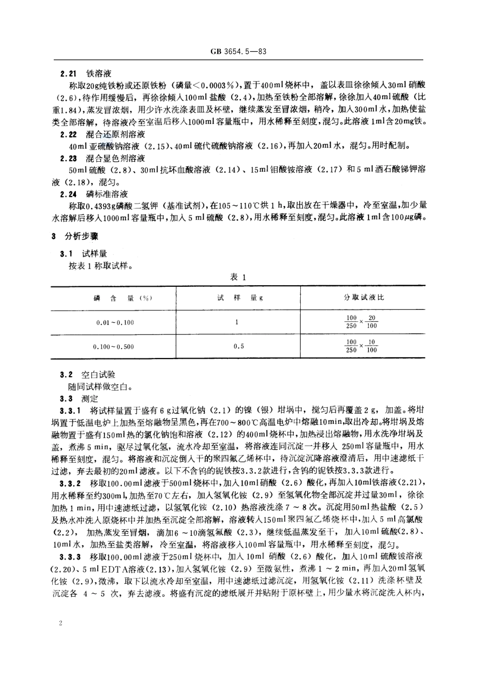 铌铁化学分析方法  钼蓝光度法测定磷量3654_5-1983-gbt-e-300.pdf_第3页