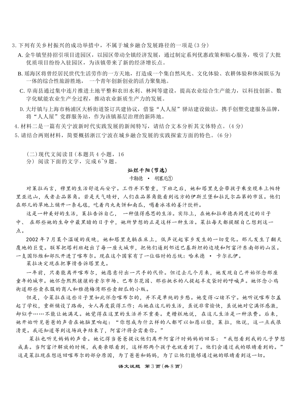 安徽省江淮十校2025届高三下学期第三次联考（三模）语文试题（含答案）.docx_第3页