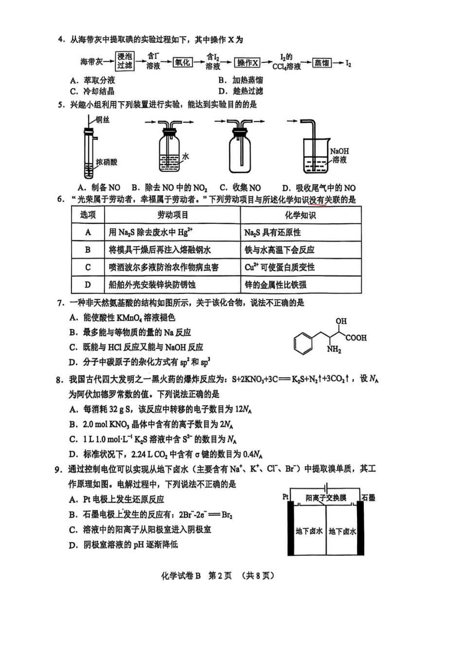广东省广州市2025届普通高中毕业班综合测试（二）化学试卷.pdf_第2页