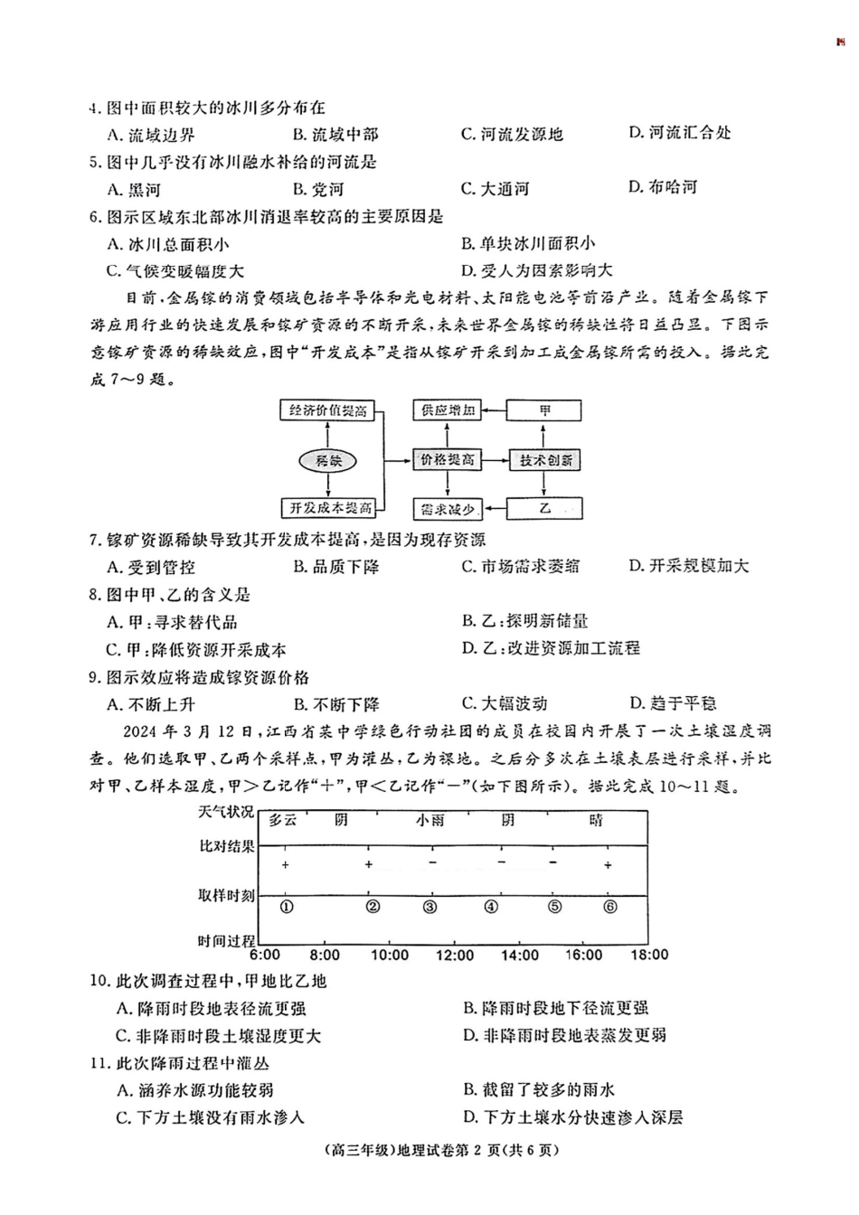 江西省赣州市十八县（市、区）二十五校2025届高三下学期期中联考地理试题.pdf_第2页