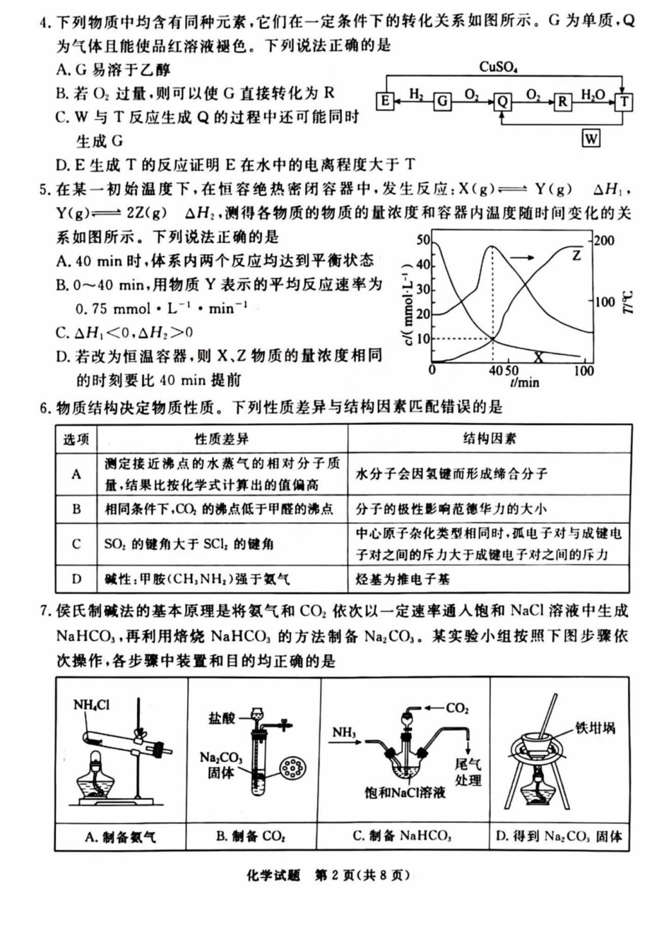 吕梁市2025年高三年级第二次模拟考试化学试题.pdf_第2页