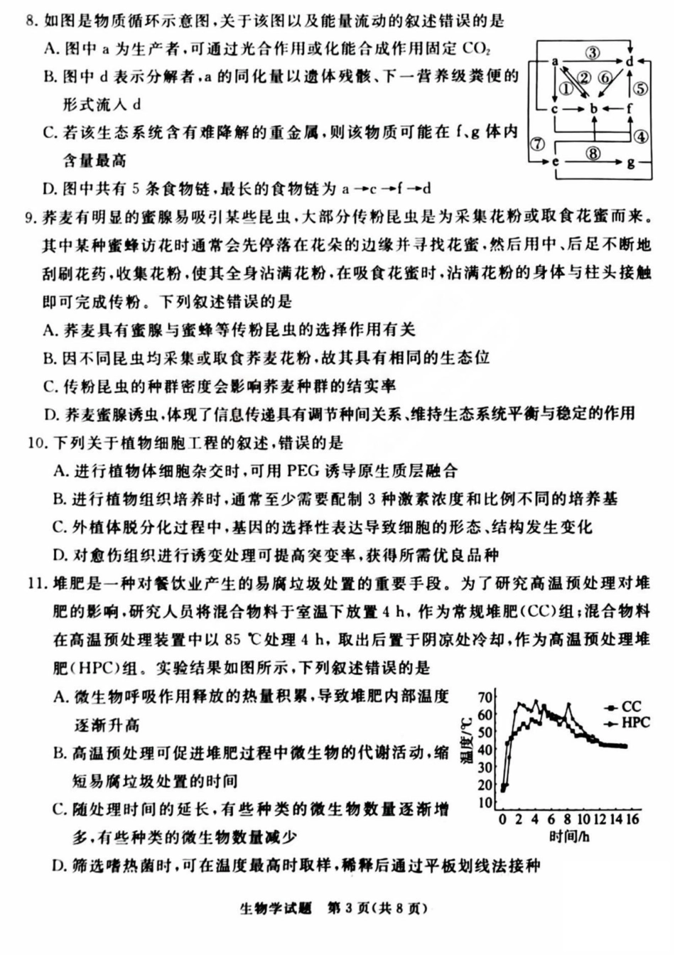 吕梁市2025年高三年级第二次模拟考试生物试题.pdf_第3页