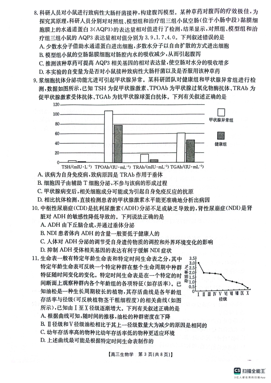 山西、陕西、宁夏、青海四省区普通高中新高考高三质量检测金太阳4月联考生物试题.pdf_第3页