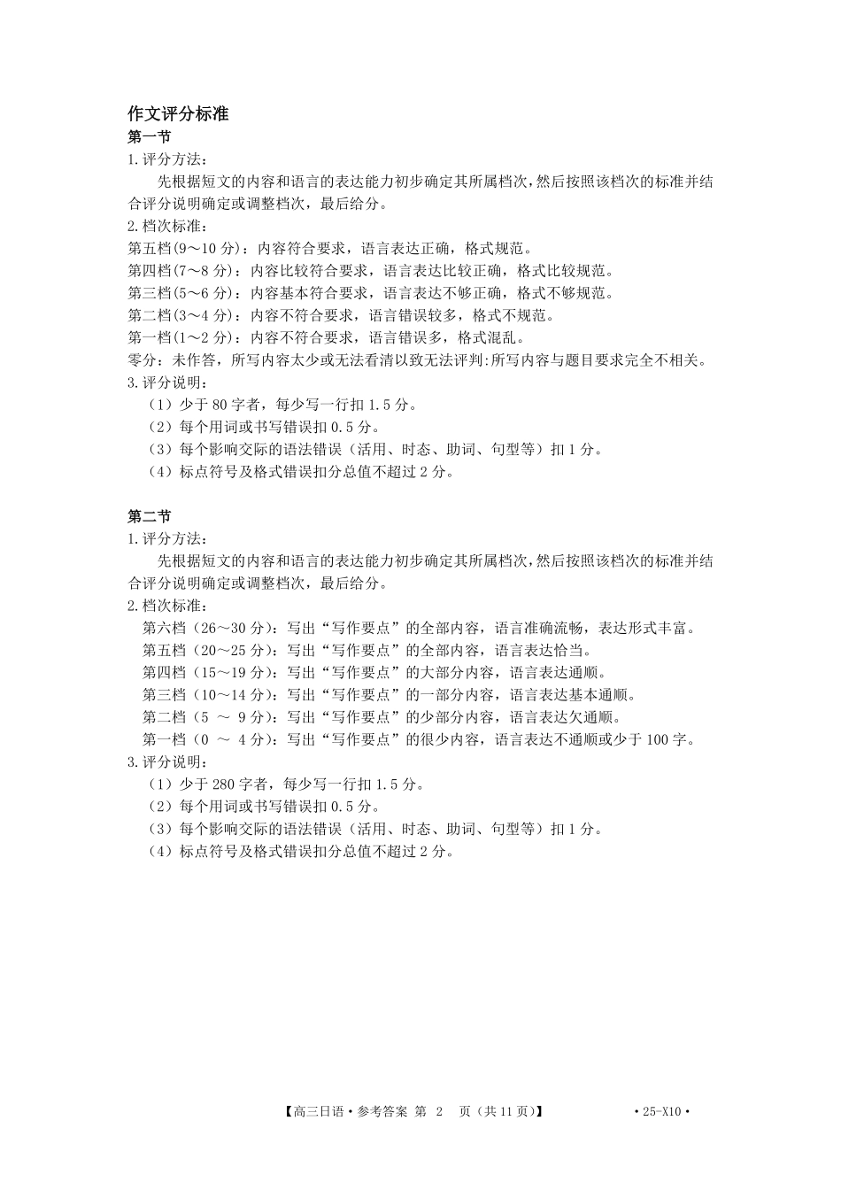 2025届广东省湛江市高三下学期4月二模日语答案.pdf_第2页