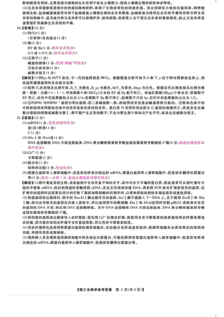 2025届河南省部分重点高中新未来4月大联考模拟预测生物答案.pdf_第3页