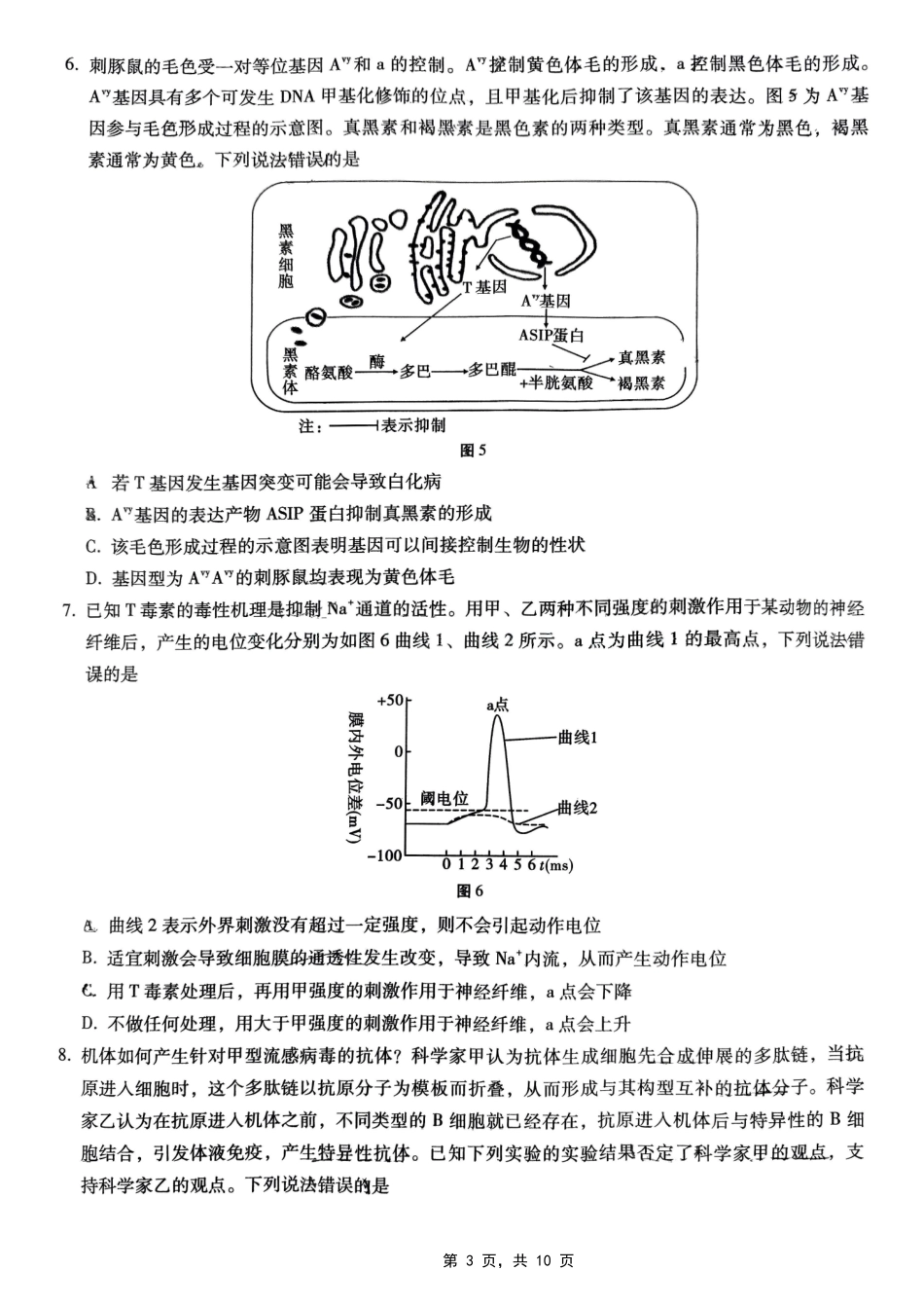 巴蜀中学2025届高考适应性月考卷（七）生物试题.pdf_第3页